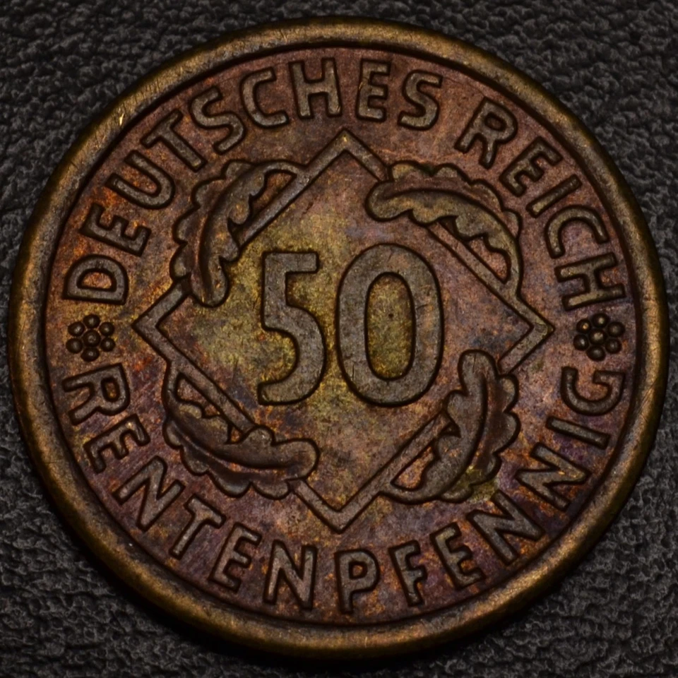 1924-A Germany 50 Rentenpfennig slight purple toning (51-28) - Image 3 of 3