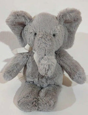 Pottery Barn Kids 2015 Grey Elephant Plush Stuffed Animal White Bow 11"