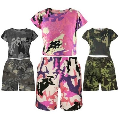 A2Z 4 Kinder Mädchen Bauchfreies Top Shorts Sommer Outfit Set Alter 7-13 Jahre