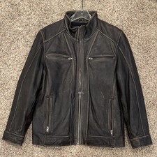 Black Rivet Men s Dark Leather Jacket Size Large