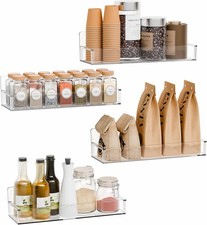 Yieach 4 Pack Clear Spice Rack Wall Mount with Adhesive,11.5″L x 3.6″W,Stick
