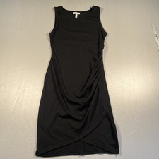 Leith Dress Womens Small Black Sleeveless Asymmetrical Ruched Bodycon Mini