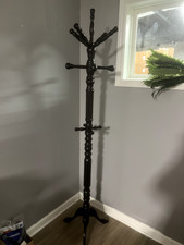 75" Wooden Coat and Hat Rack Stand Cherry Wood - 12 hooks, Home Decor