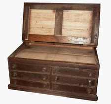 Antique Rustic Oak Spool Cabinet 1880s Primitive General Store Counter Desk File