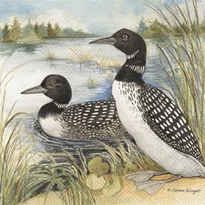 Decoupage Art Craft Napkins-Cocktail Size 5" x 5"  Loon, Diving Bird, Lake