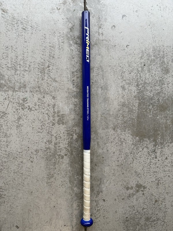 PRIMELO Weighted Training Stick 42 oz Baseball Stick Blue/White Taped Grip