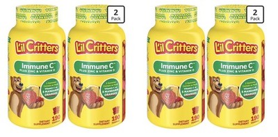 Lil Critters Kids Immune C Vitamins C, D3 & Zinc for Immune 190 Count (4 Pack) 