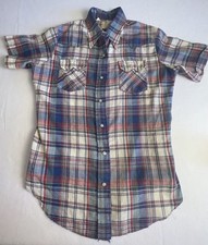 VTG 70s Dee Cee Western Shirt Mens 38 S Plaid Pearl Snap Rodeo Sawtooth USA