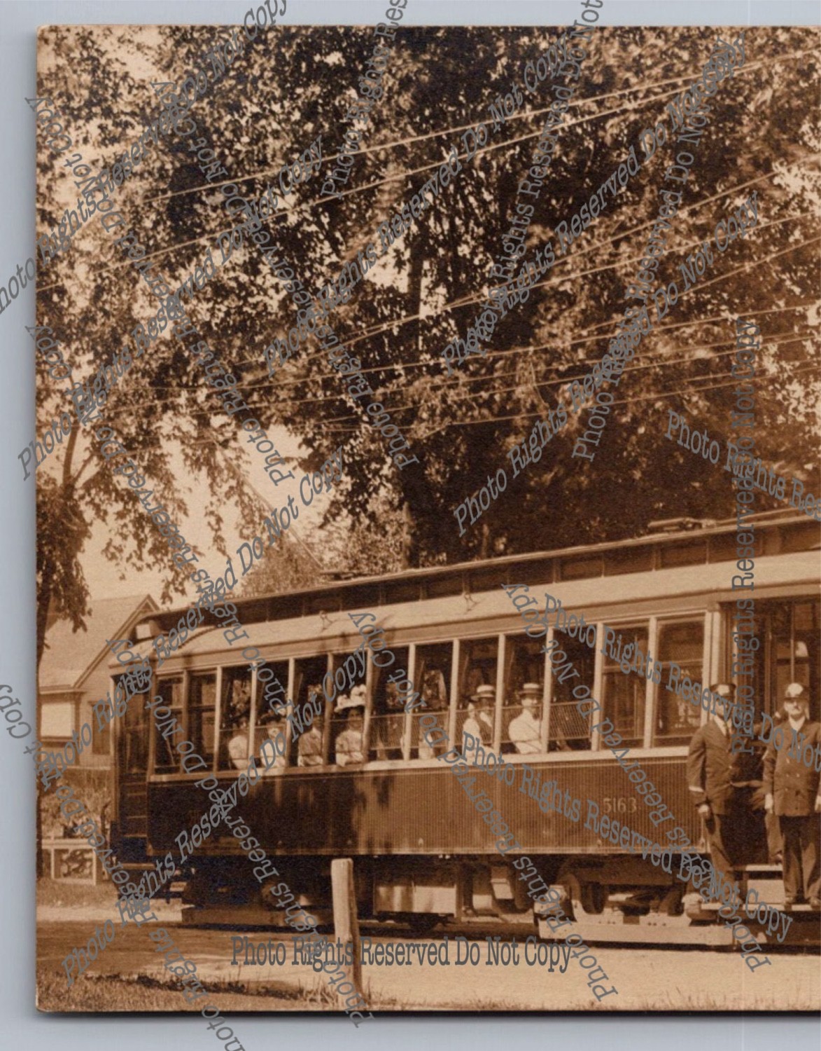 Antique RPPC 1905 Linden Depot Trolley Malden MA street car Real Photo Postcard
