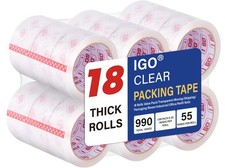18 Pack Packaging Tape, Clear Packing Refill Rolls For Shipping, Moving, Office