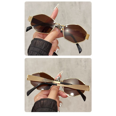 UV400 Metall Polygon Sonnenbrille Unisex Mode Brille für Reisen Autofahren