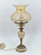 Vintage Electric Oil Lamp Table Lamp Onyx with Glass Shade
