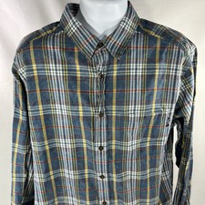 WOOLRICH BUTTON DOWN LONG SLEEVE SHIRT MENS XL PLAID CHECK COLLARED 100 COTTON