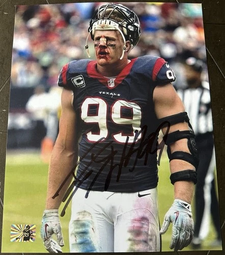 JJ Watt Signed AUTO Houston Texans 8x10 Bloody Photo GTSM Player Holo