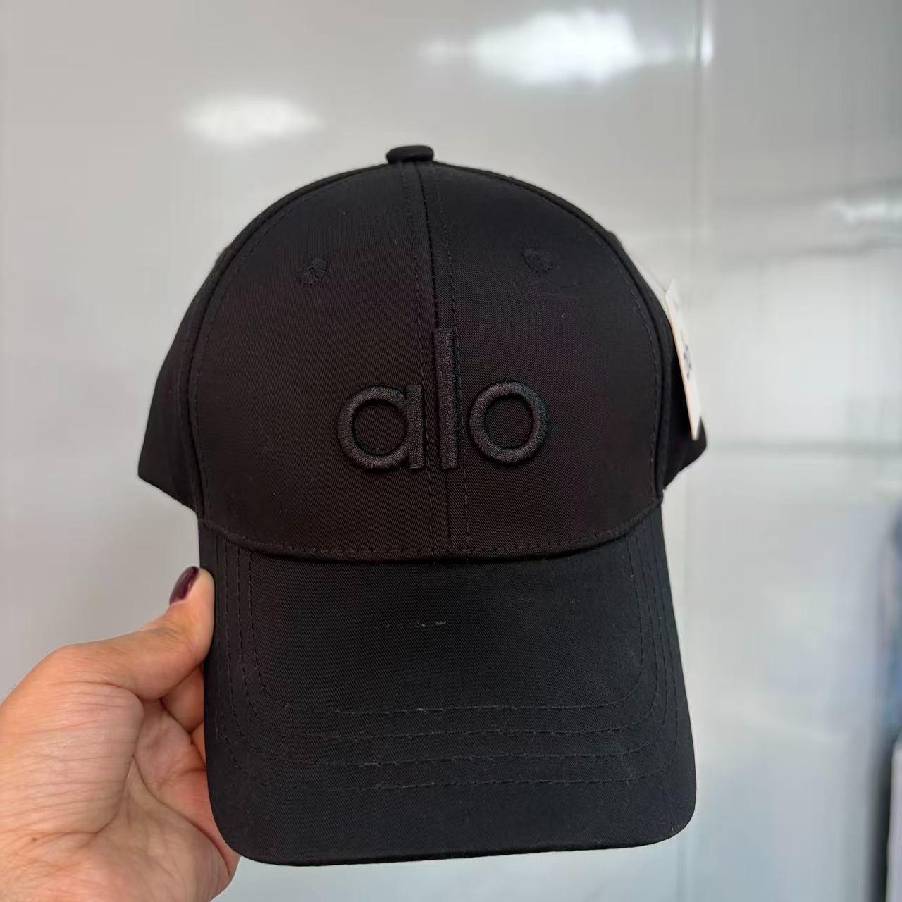 Alo Unisex Black Adjustable Baseball Cap Breathable