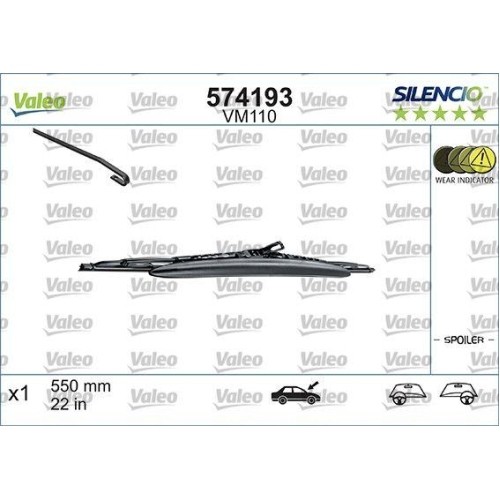 Wischblatt Valeo 574193 Silencio Conventional Single FüR Audi Fiat Peugeot Seat-image