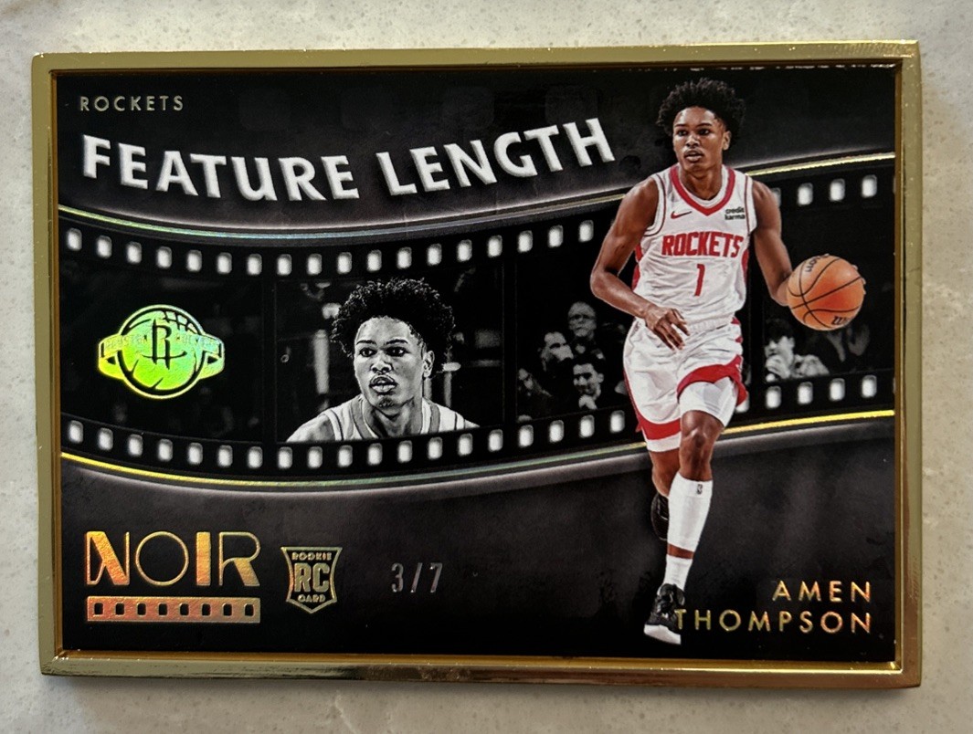 2023-24 Panini Noir Feature Length Gold Frame FOTL Rookie Amen Thompson /7 (RC)