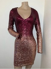 Windsor Burgundy/Gold Ombre Sequin Glam Body-Con Cocktail Party Dress Small