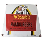 Vintage McDonalds Porcelain - Fast Food Burgers Diner Drive Thru Gas Pump Sign