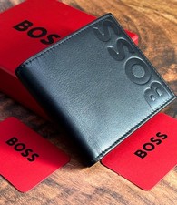 HUGO BOSS BIFOLD BLACK MEN  LEATHER WALLET 4CC