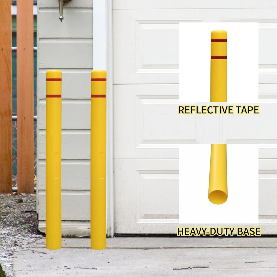 Yellow Heavy Duty Bollard Cover 4-7" DIA 46/52" Weather Resistant Anti-Collision - Image 3 of 4