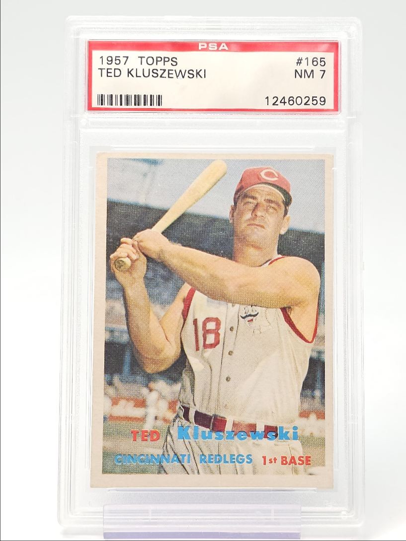 TED KLUSZEWSKI 1957 TOPPS BASEBALL REDLEGS #165 PSA 7 Q5775