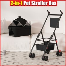 Foldable Pet Stroller Pram Pushchair Travel Jogging Buggy Carrier W/ 4 Wheel UK