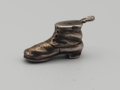 VINTAGE MARKED 925 Sterling Silver Boot Shoe 3D Mini Charm Pendant 1960s