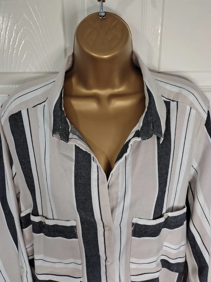 Next Long Shirt  Blue Striped Collared Button Up Tunic Size UK 20 Casual Work - Image 3 of 4