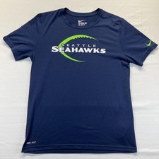 Nike Seattle Seahawks Shirt Youth Large Navy Dri Fit Athletic Cut