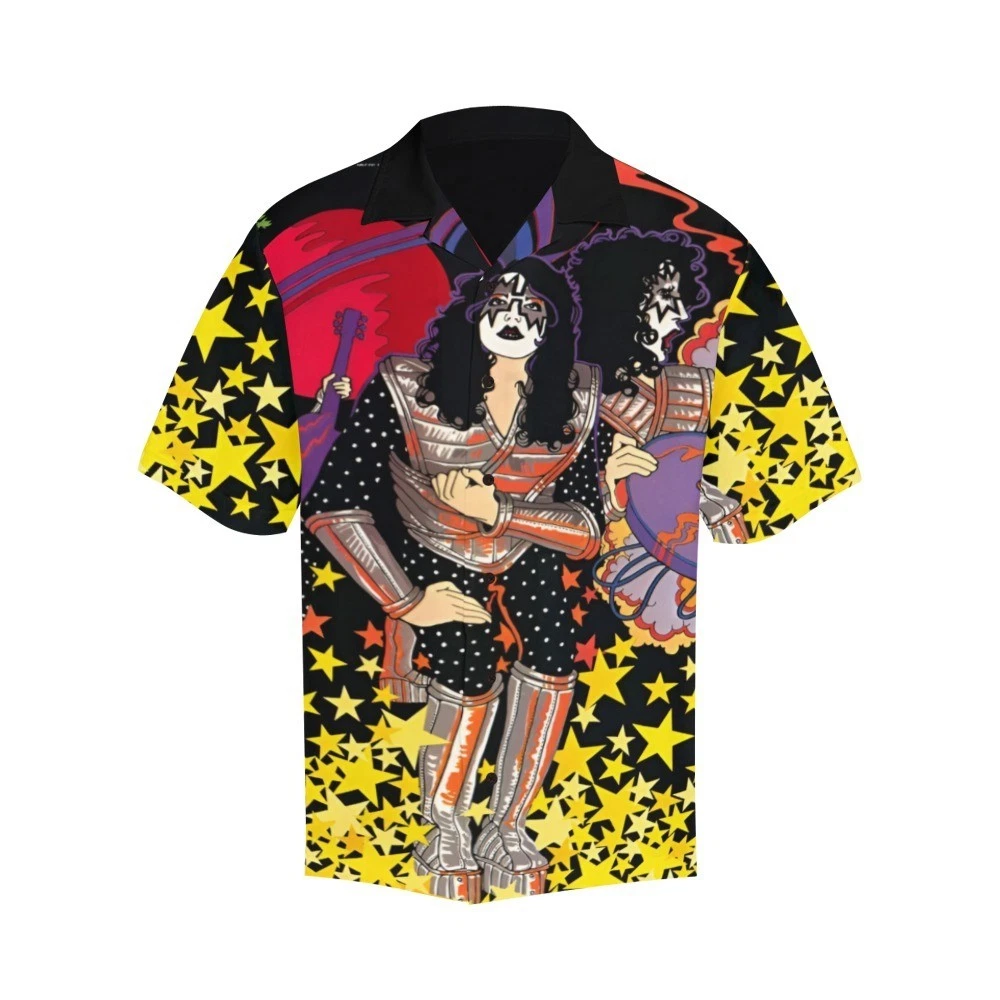 Button Hawaiian Shirt. Ace Frehley. Kiss
