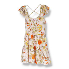 NWT B.O.G. Lottie & Holly Floral Tiered Mini Dress Sz. L [12] Pink Orange