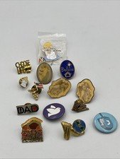 Huge Unique 14 VTG Pins Lot, Jesus Christian Religious Angels A10