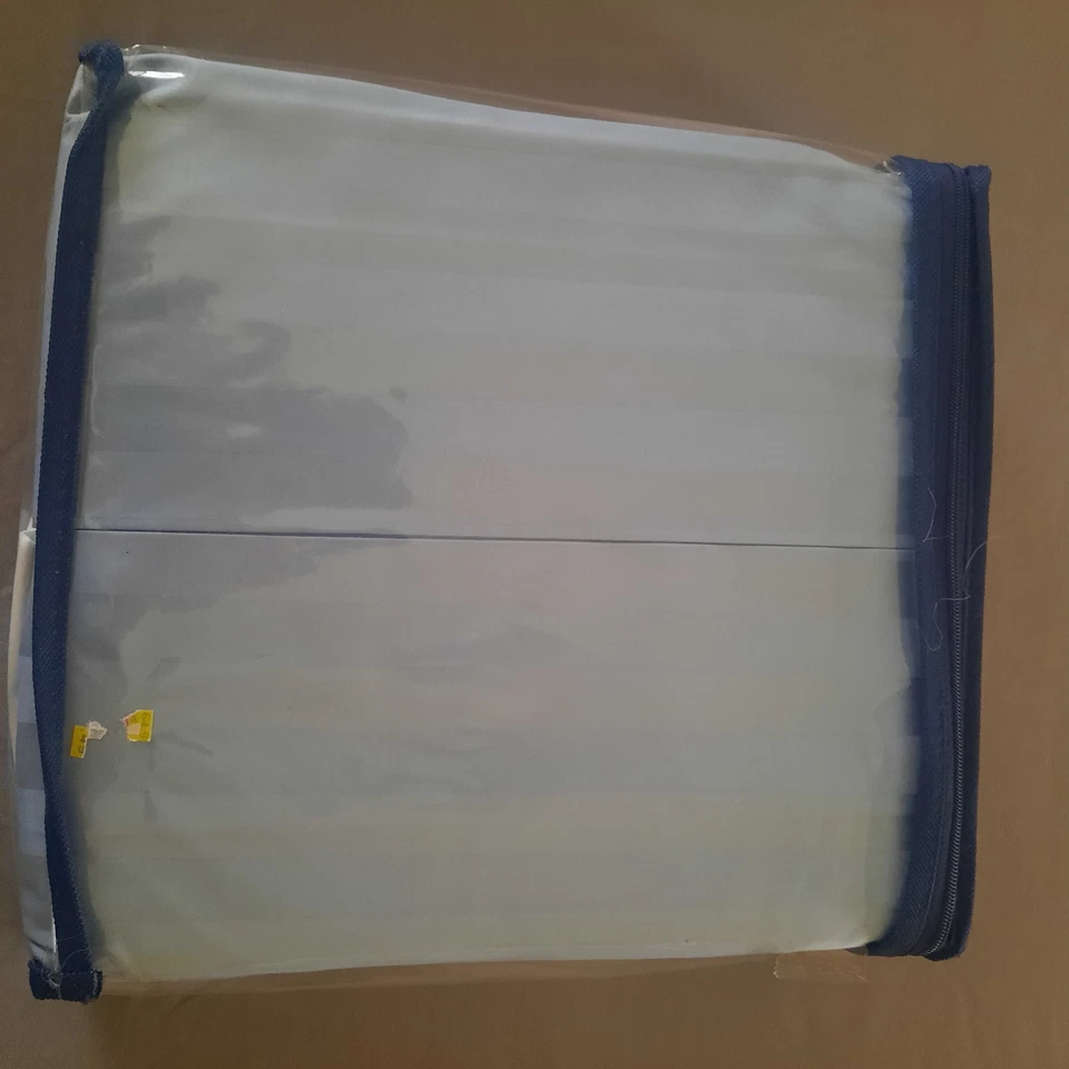 Chaps Home Demask Striped Full Bedskirt 100% Pima Cotton 500 Thread Count Blue - Image 3 of 4