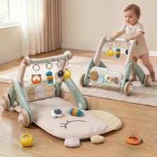 2 in 1 Baby Gym with Walker,Baby Play Mat with Double-Sided Multifunctional R...