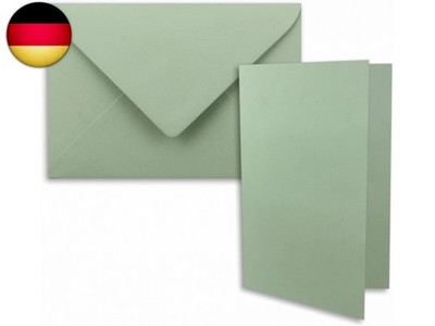 10x DIN B6 Faltkarten Set mit Umschlägen in Eukalyptus - 120 x 170 mm - ideal