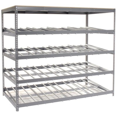 4 Level Single Depth Gravity Flow Carton Rack 96''W x 48''D x 84H''