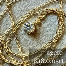 agete K18YG 0.05ct Single Diamond Necklace Agate From Japan