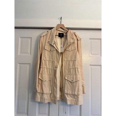 7 For All Mankind Womens Utility Field Jacket Sand Beige Cotton Canvas Small NWT
