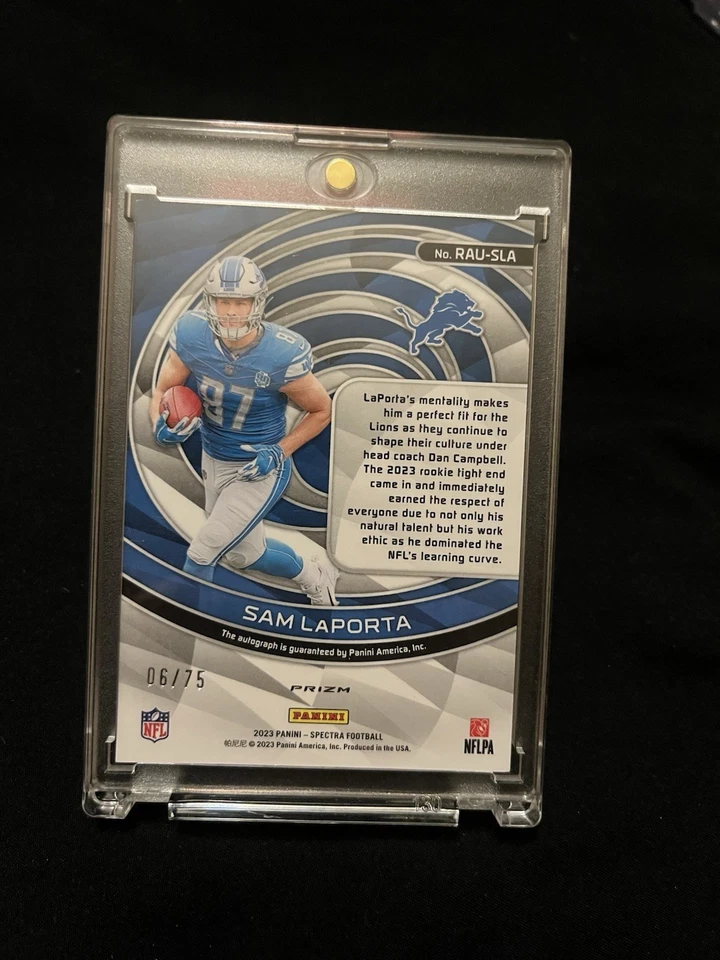 2023 Panini Spectra - Rookie Autographs Sam LaPorta #RAU-SLA Celestial Prizm /75 - Image 2 of 3