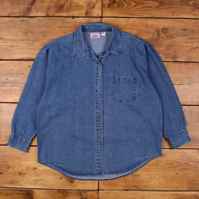 Premier International Workwear Denim Shirt 2XL Womens Button Cotton Blue