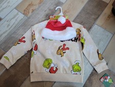 NWT The Grinch Girl's Sweatshirt Top Sz.5 NEW With Santa Hat