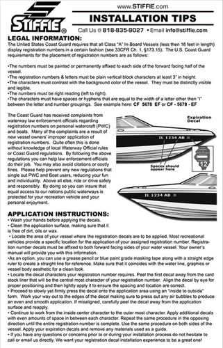 STIFFIE Whip-One Electric Orange 3” Boat & PWC Registration Decals • Numbers Let - Picture 7 of 8
