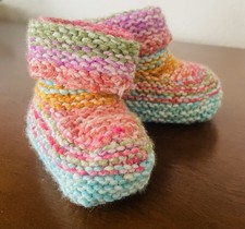 Pair Of Handmade Crochet Baby Booties Multi Colored NEW NEVER WORN