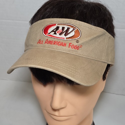A&W All American Food Restaurant Visor Hat Authentic Tan Beige Adjustable Straps