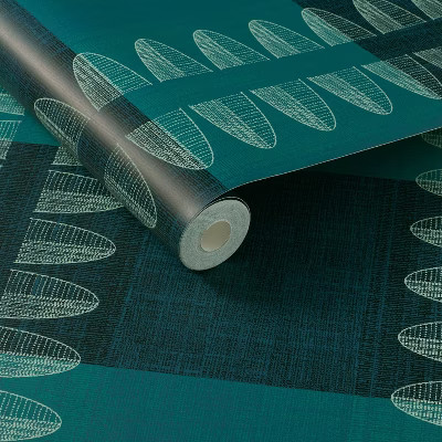 Обои Opalhouse Junggalow Diskus в клетку 198x20 Богемные синие 2790₽