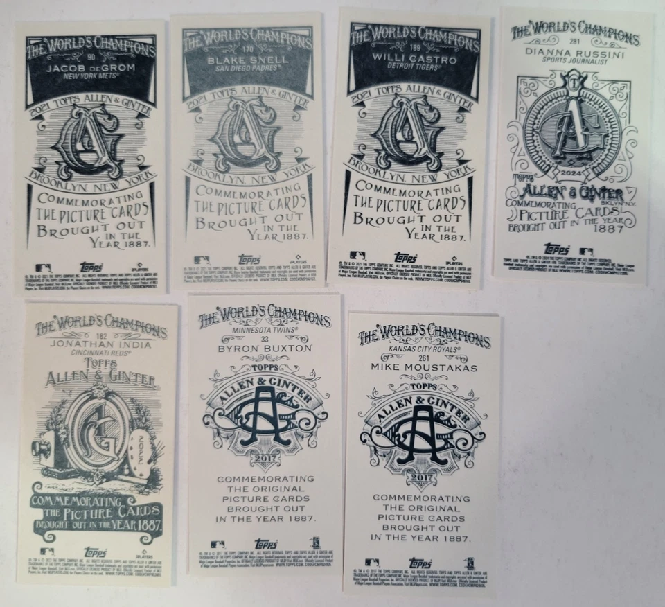 (117) Allen & Ginter Mini Parallel Lot Stars HOF Rookies Back Gold - Image 2 of 4