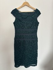 Connected Apparel Dark Green Off-Shoulder Lace Overlay Dress – UK 8,