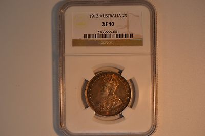 Australia: George V Two Shillings. 1912 NGC XF-40, KM27. Nice and