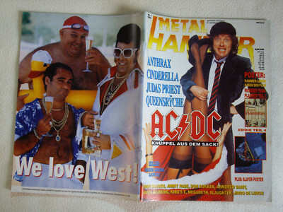METAL HAMMER Nr. 1 - 1991 AC DC Anthrax Dokken Iron Maiden Eddie Slayer + Poster